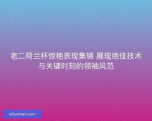 老二荷兰杯惊艳表现集锦 展现绝佳技术与关键时刻的领袖风范