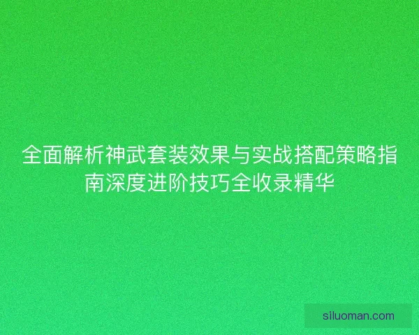 全面解析神武套装效果与实战搭配策略指南深度进阶技巧全收录精华 全面解析神武套装效果与实战搭配策略指南深度进阶技巧全收录精华